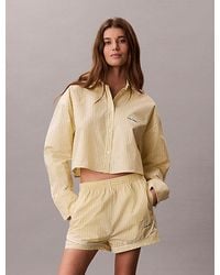 Calvin Klein - Cropped Pyjama Top Cotton Poplin - Lyst