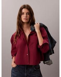 Calvin Klein - Jeans Woven Monologo Cropped Poplin Button Down Shirt - Lyst
