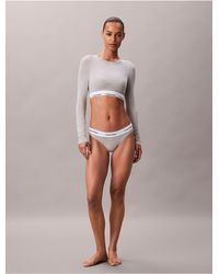 Calvin Klein - Icon Cotton Modal Lightly Lined Long Sleeve Tee Bralette - Lyst