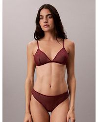 Calvin Klein - Unlined Triangle Bra Minimalist Emblem Mesh - Lyst