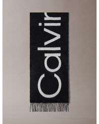 Calvin Klein - Warm Soft Wool Logo Scarf - Lyst