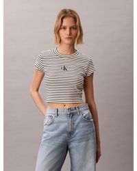 Calvin Klein - Slim Ribbed Stripe T-Shirt - Lyst
