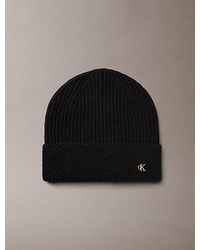 Calvin Klein - Wool Blend Monogram Beanie - Lyst