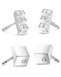 Calvin Klein - Jeans 2 Pair Crystal Stud Earring Set - Lyst
