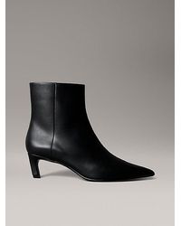 Calvin Klein - Ankle Boots Aus Leder Mit Reißverschluss Und Pfennigabsatz - Lyst