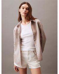 Calvin Klein - Linen Blend Classic Button-down Shirt - Lyst