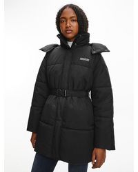 Calvin Klein Nylon Belted Puffer Coat 