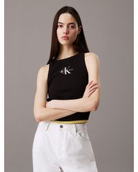 Calvin Klein - Canotta Slim A Costine Con Monogramma - Lyst