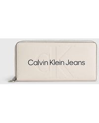 Calvin Klein Portemonnee Met Rits Rondom En Logo - Naturel