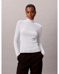Calvin Klein - Jeans Viscose Blend Ribbed Mock Neck Jumper - Lyst