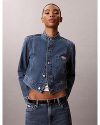 Calvin Klein - Cropped Denim Jacket - Lyst