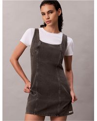 Calvin Klein - Scoop Neck Denim Mini Dress - Lyst