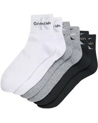 Calvin Klein - Athletic Terry Monologo Cushion 6-Pack Assorted Quarter Socks - Lyst