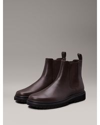 Calvin Klein Leather Chelsea Boots With 205 Silver Toe Plate in Black for Men Lyst UK