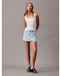 Calvin Klein - Denim Micro Mini Skirt - Lyst