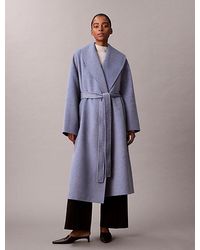 Calvin Klein - Double Faced Wool Blend Shawl Collar Coat - Lyst