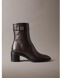 Calvin Klein - Leather Block Heel Ankle Boots - Lyst