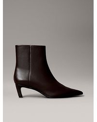 Calvin Klein - Leather Kitten Heel Zip Ankle Boots - Lyst