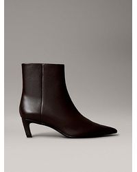 Calvin Klein - Leren Enkellaarzen Met Kitten Heel En Rits - Lyst