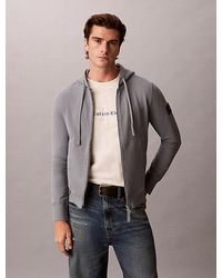 Calvin Klein - Jeans Cotton Terry Badge Zip Hoodie - Lyst