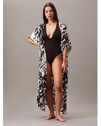 Calvin Klein - Strand-Kaftan Aus Viskose-Leinen - Lyst