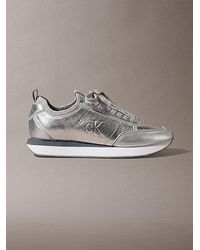 Calvin Klein - Metallic Leather Runner Trainers - Lyst