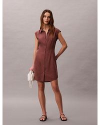 Calvin Klein - Soft Lyocell Linen Shirt Dress - Lyst