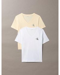 Calvin Klein - 2 Pack Cotton V-Neck T-Shirts - Lyst