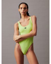 Calvin Klein - Cut Out Swimsuit - Ck Monogram Texture - Lyst