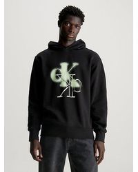 Calvin Klein - Sudadera de felpa de algodón con capucha y logo - Lyst