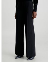 Calvin Klein - Pantalón estructurado de sarga de pierna ancha - Lyst