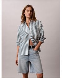 Calvin Klein - Calvin Klein Cotton Poplin Stripe Relaxed Button-Down Shirt - Lyst