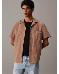 Calvin Klein - Overhemd Met Korte Mouwen Van Katoenen Poplin - Lyst
