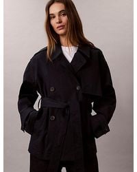 Calvin Klein - Cotton Twill Short Trench Coat - Lyst