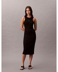 Calvin Klein - Jeans Ribbed Cotton Midi Tank Dress - Lyst