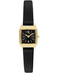 Calvin Klein - Square Monogram Leather Strap Watch - Lyst
