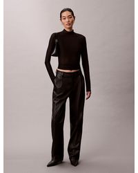 Calvin Klein - Faux Leather Pleated Trousers - Lyst