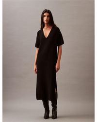 Calvin Klein - Tech Knit V-neck Midi Dress - Lyst