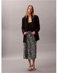 Calvin Klein - Printed Satin Midi Skirt - Lyst