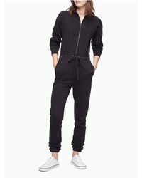 Calvin Klein Hooded Sweat Jumpsuit - Black