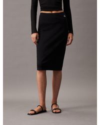 Calvin Klein - Slim Milano Jersey Midi Skirt - Lyst