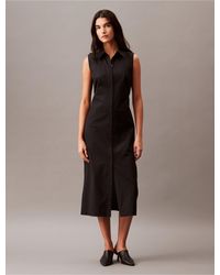Calvin Klein - Stretch Poplin Cutout Shirt Dress - Lyst
