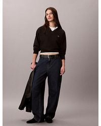 Calvin Klein - Jeans Relaxed Woven Monologo French Terry Sweatshirt - Lyst