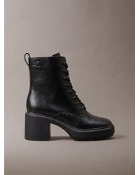Calvin Klein - Leather Platform Block Heel Ankle Boots - Lyst