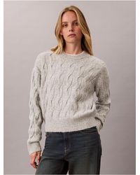 Calvin Klein - Wool Blend Cable Knit Sweater - Lyst
