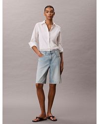 Calvin Klein - Jeans Logo Tape Denim Bermuda Shorts - Lyst