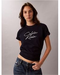 Calvin Klein - Calvin Klein Classic Sequin Script Logo Tee - Lyst