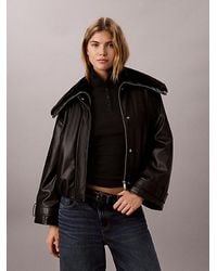 Calvin Klein - Jeans Faux Leather Bomber Jacket - Lyst