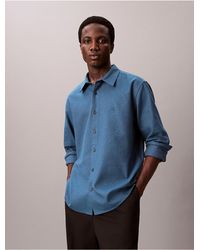 Calvin Klein - Melange Flannel Relaxed Button-Down Shirt - Lyst