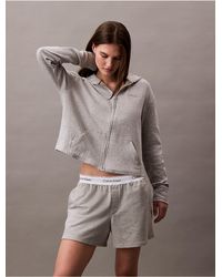 Calvin Klein - Icon Cotton Terry Zip Sleep Hoodie - Lyst